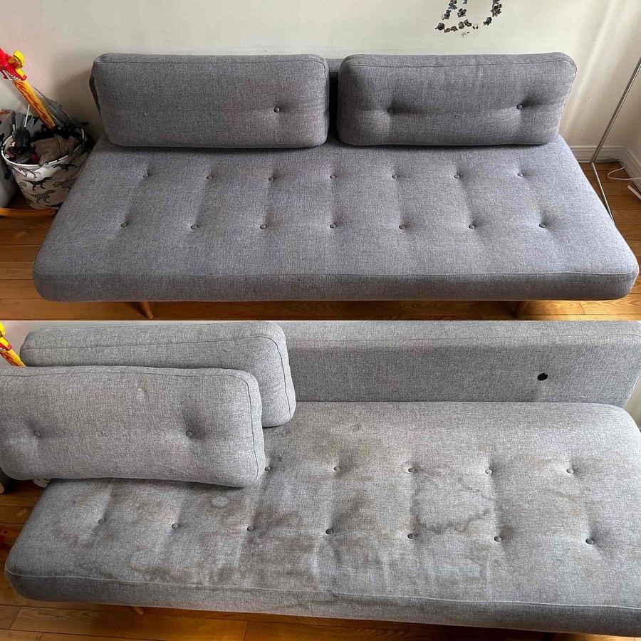 Couch deep cleaning before and after