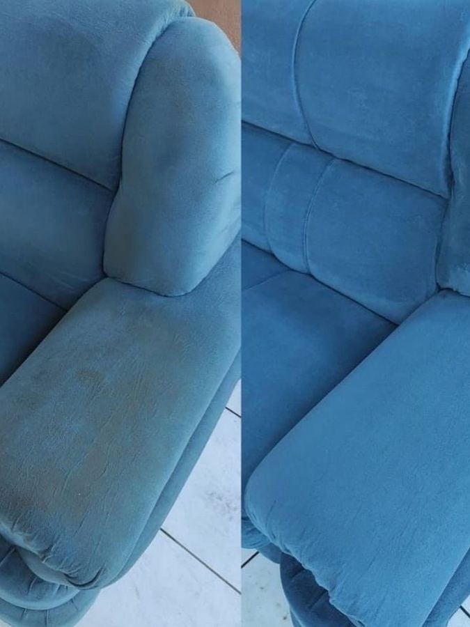 Armchair cleaning before and after